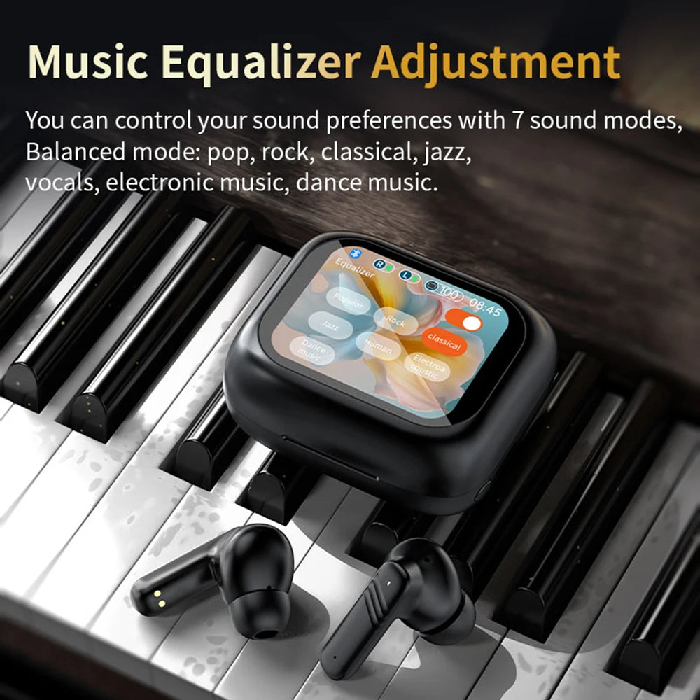 Wireless Earbuds With Touch Screen In-Ear Earphone ANC Noise Cancellation Long Battery ENC Mic Compatible For IOS Android
