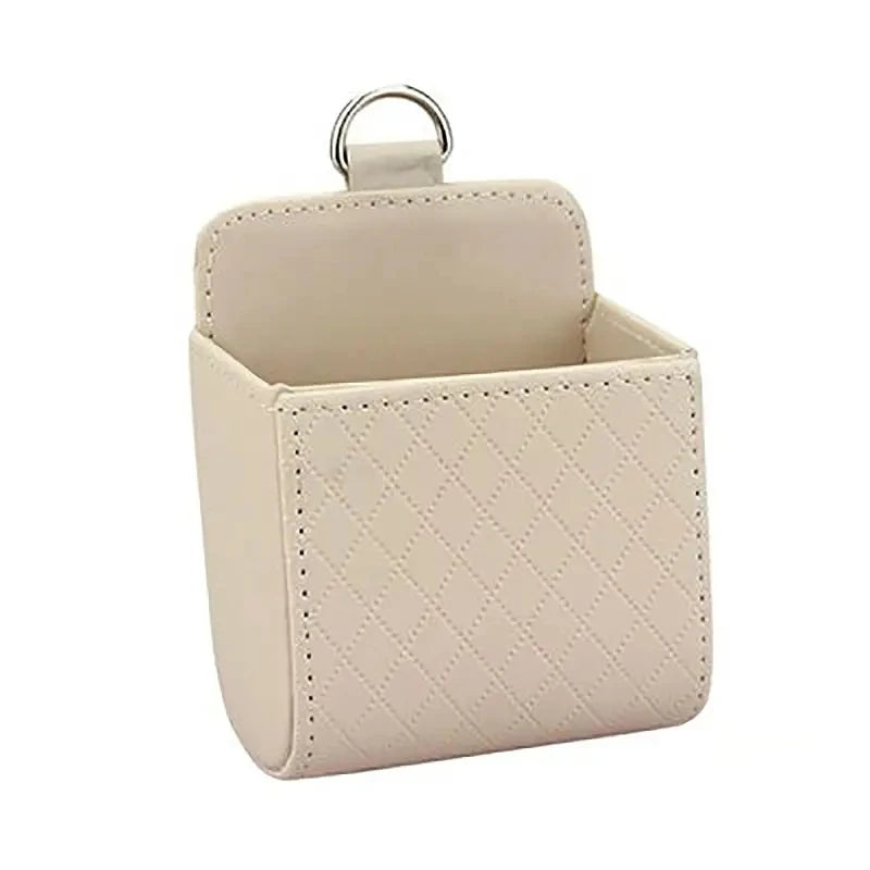 Car Phone Holder Mount Air Vent Hanging Storage Box Car Mobile Phone Bag PU Leather Glasses Organizer Support in Car Accessories