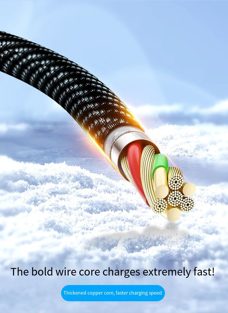 USB-C Super Fast Charging Cable with Digital Display, Braided Anti-Fracture Wire, Compatible with Type-C Devices
