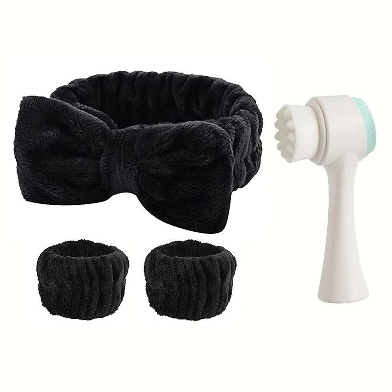 4Pcs Complete Facial Cleansing Kit Cleaner Brush Headband Wristband Hydrotherapy Exfoliating Tool for Blackhead Removal Skinca