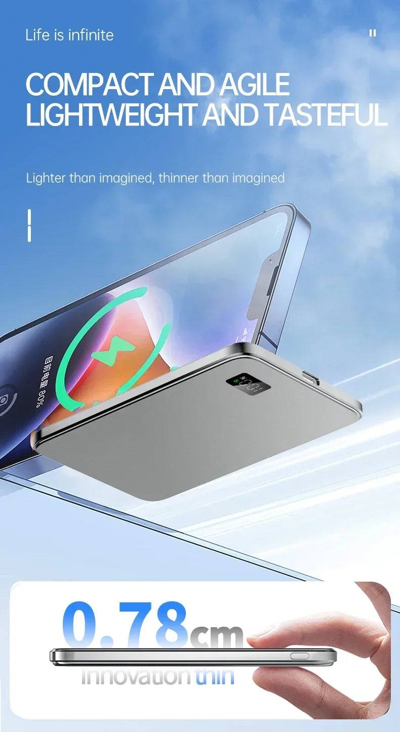 VIVO 500000mAh 3C Certification Thin Power Bank Ultra For MagSafe 22.5W Magnetic Wireless Fast Charging Portable Battery Display