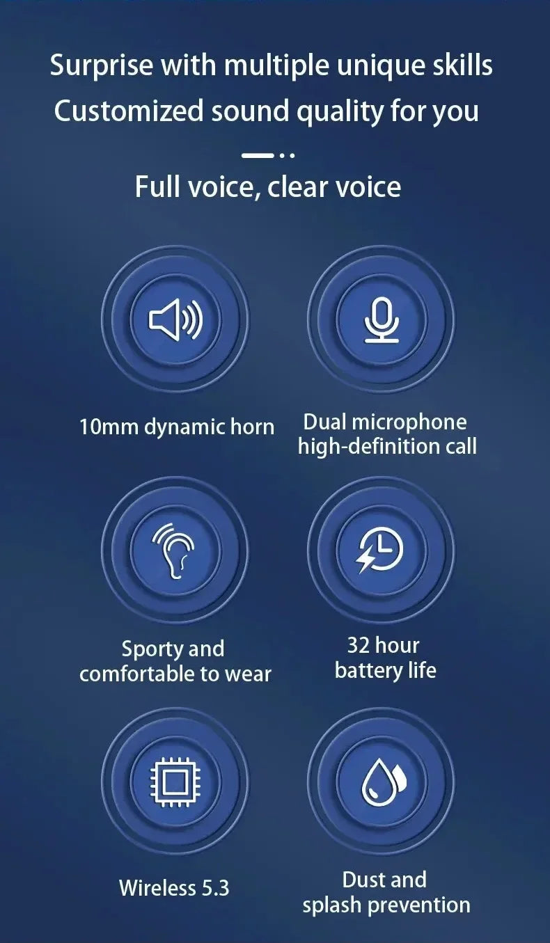 Original Wireless Earphones Ture Wireless Earbuds Ear Hook Sports HiFI Stereo Waterproof Headset With Mic TWS Headphone