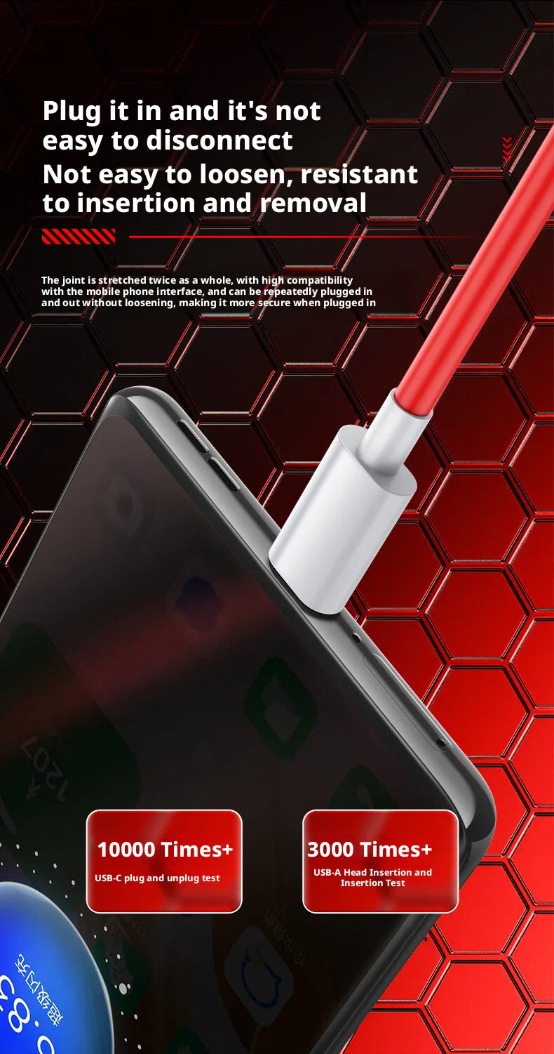 65W SuperVOOC USB-C to USB-C Fast Charging Cable for OnePlus 10 Pro 11 12 13 Nord 2T 3 CE PD Quick Charge Data Cable 1m 1.5m 2m