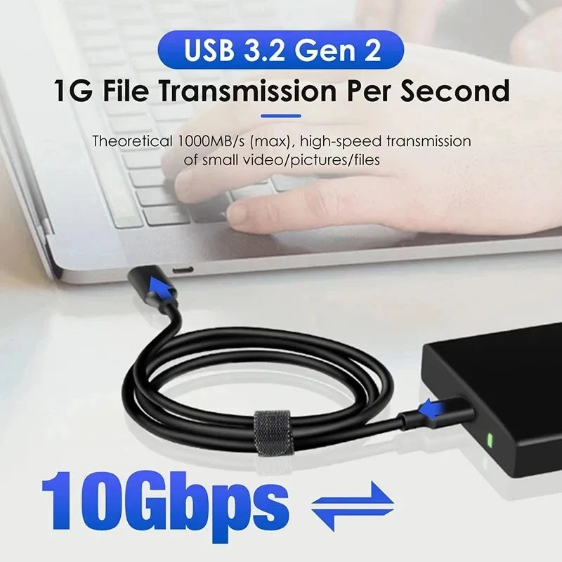 USB 3.2 10Gbps 3A 60W QC 3.0 Type C Cable USB A to Type-C 3.2 Gen2 Cable Data Transfer USB C SSD Hard Disk Cable Fast Charging