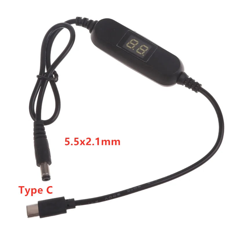 USB C Type C 5V to 1.2V 3V 4.5V 6V 7.5V 9V 12V 2.5mm/3.5mm/4.0mm/5.5mm Adjustable Voltage Cable Step Up Down Converter Cord