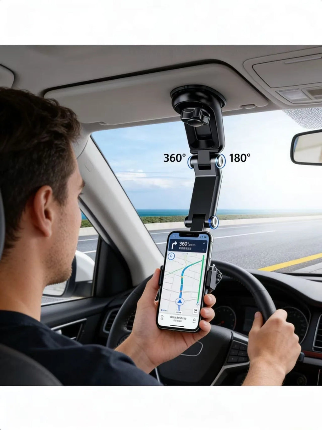 A rotatable and extendable adjustable car phone holder, suitable for installation on the sun visor. - Lo Shop Desiderato - A rotatable and extendable adjustable car phone holder, suitable for installation on the sun visor. - Lo Shop Desiderato - 