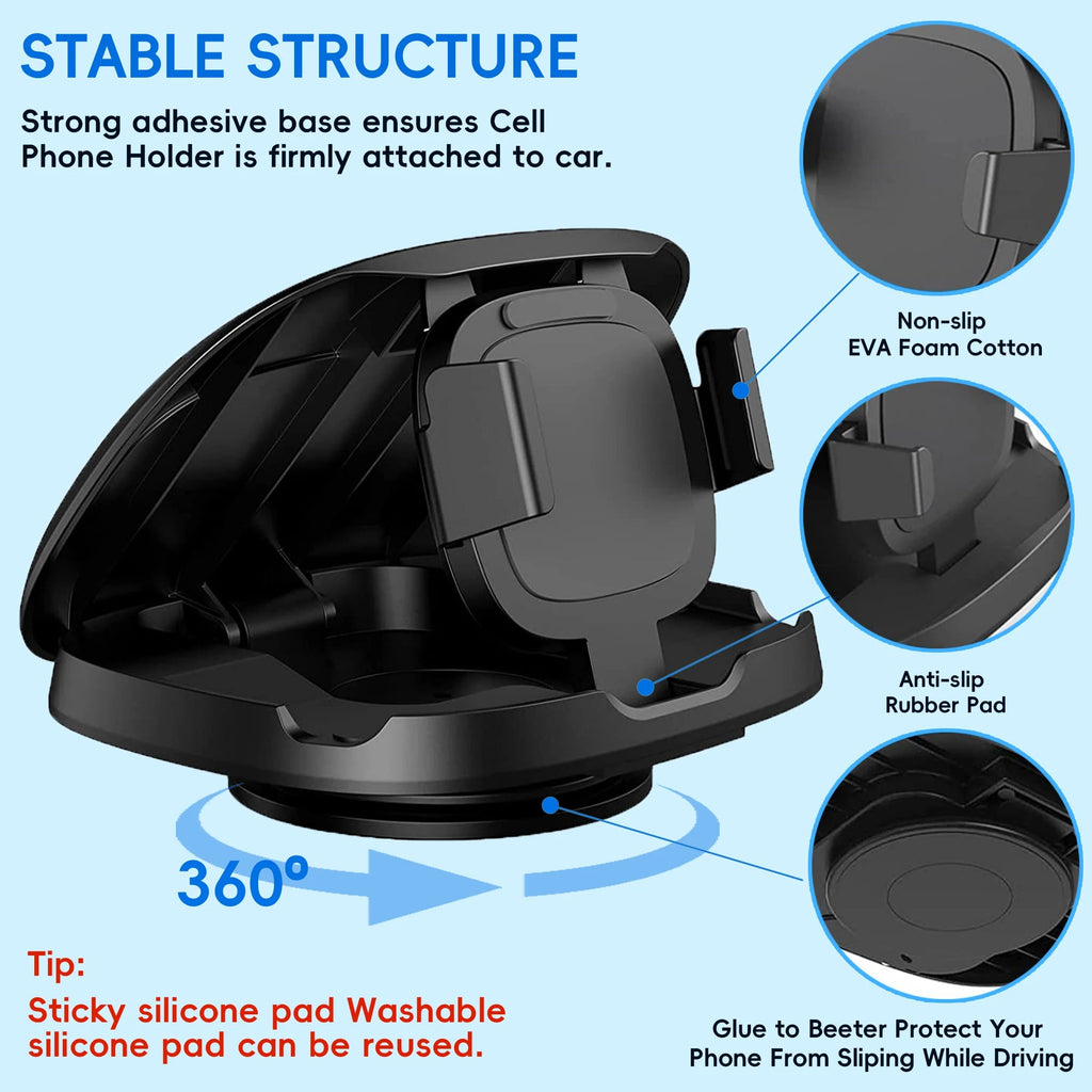 Car Dashboard Phone Holder 360° Rotatable,Portable Anti - Slip Car Phone Holder Horizontal & Vertical Place,Strong Self - Adhesive - Lo Shop Desiderato - Car Dashboard Phone Holder 360° Rotatable,Portable Anti - Slip Car Phone Holder Horizontal & Vertical Place,Strong Self - Adhesive - Lo Shop Desiderato - 