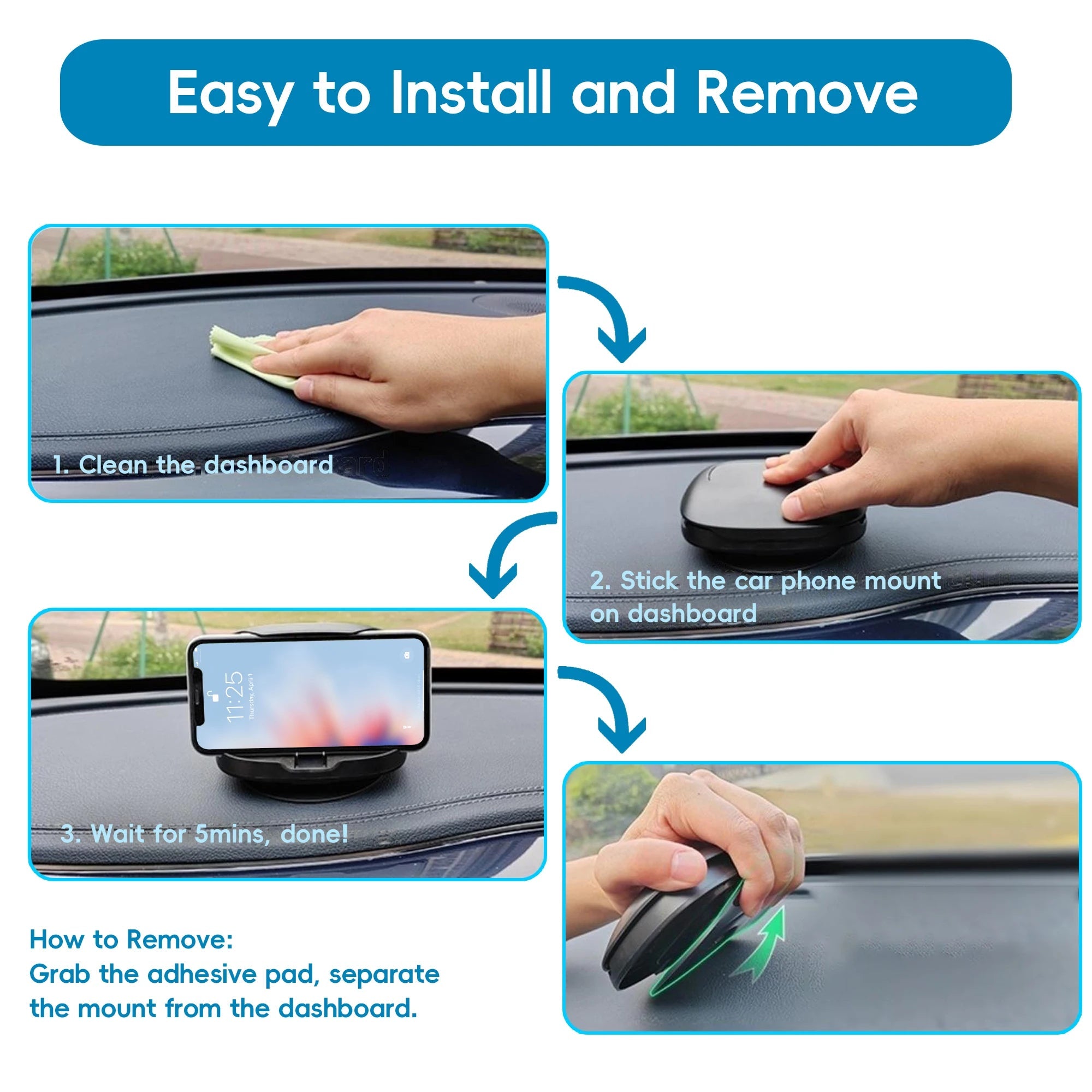 Car Dashboard Phone Holder 360° Rotatable,Portable Anti - Slip Car Phone Holder Horizontal & Vertical Place,Strong Self - Adhesive - Lo Shop Desiderato - Car Dashboard Phone Holder 360° Rotatable,Portable Anti - Slip Car Phone Holder Horizontal & Vertical Place,Strong Self - Adhesive - Lo Shop Desiderato - 