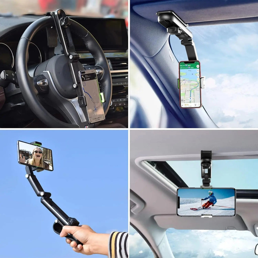 Car Phone Holder - 1080 Multifunction Sun Visor Universal 360 Rotating Cell Phone Mobile Mount for Vehicle Rear View Mirror - Lo Shop Desiderato - Car Phone Holder - 1080 Multifunction Sun Visor Universal 360 Rotating Cell Phone Mobile Mount for Vehicle Rear View Mirror - Lo Shop Desiderato - 