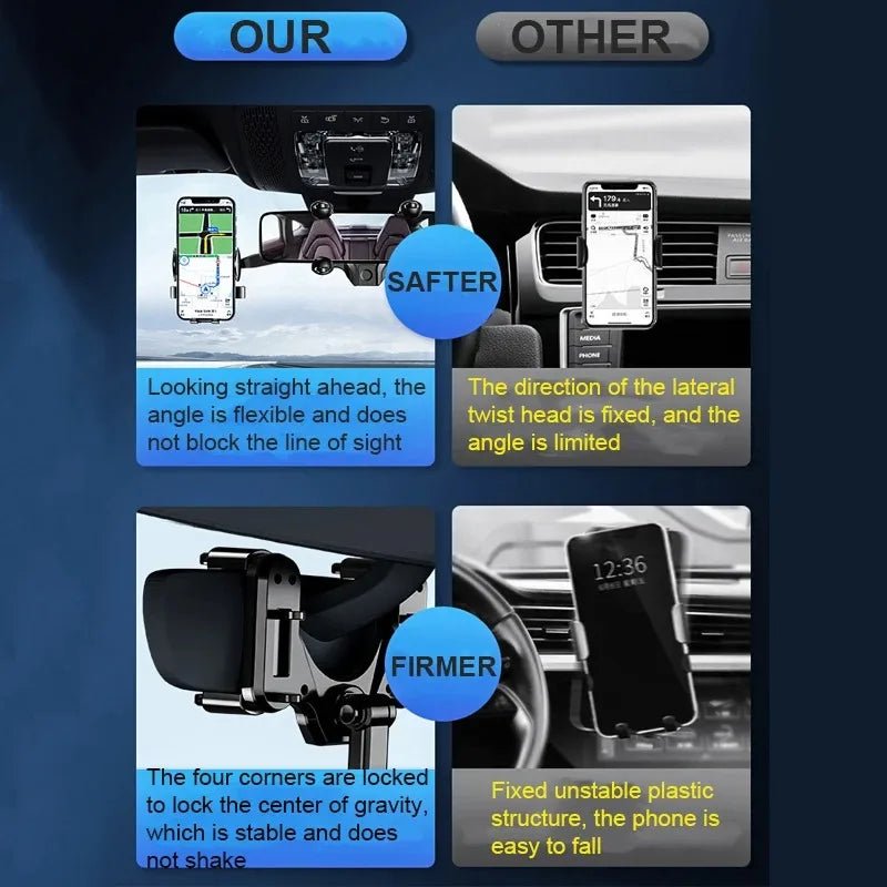 Car Phone Holder For Car Rearview Mirror Multi - function 360 Degree Rotatable and Extendable Mobile Phone Holder For iPhone Samsu - Lo Shop Desiderato - Car Phone Holder For Car Rearview Mirror Multi - function 360 Degree Rotatable and Extendable Mobile Phone Holder For iPhone Samsu - Lo Shop Desiderato - 