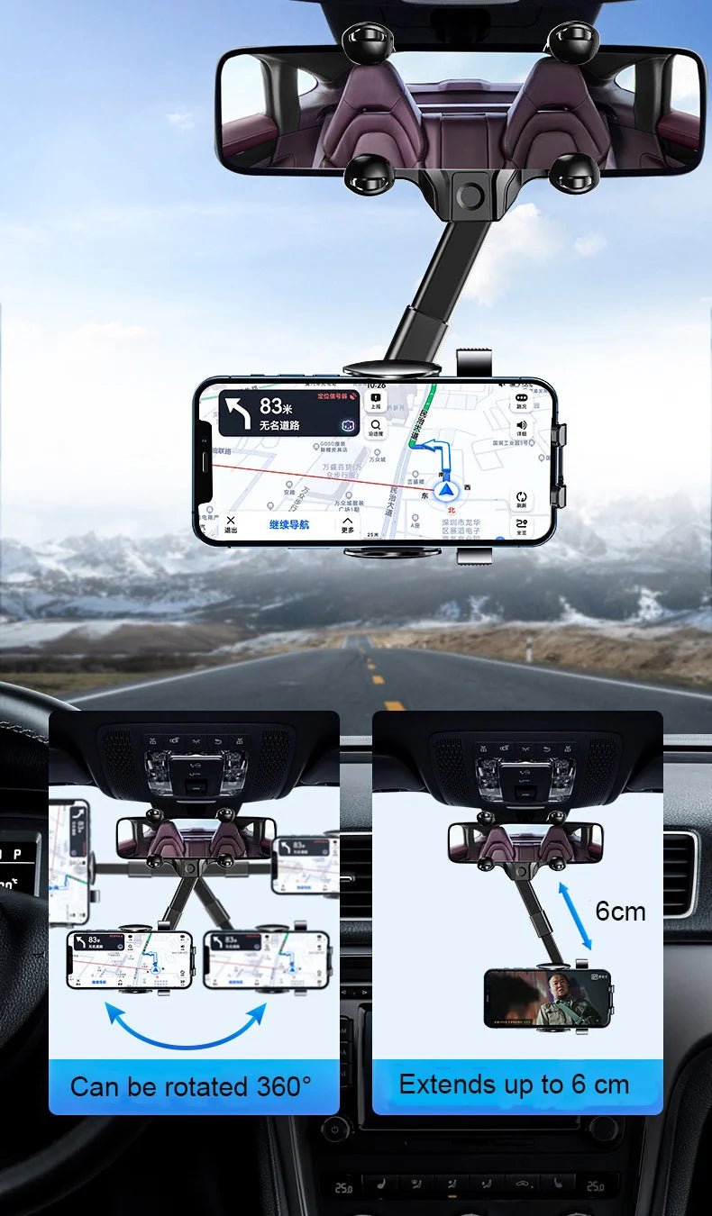 Car Phone Holder For Car Rearview Mirror Multi - function 360 Degree Rotatable and Extendable Mobile Phone Holder For iPhone Samsu - Lo Shop Desiderato - Car Phone Holder For Car Rearview Mirror Multi - function 360 Degree Rotatable and Extendable Mobile Phone Holder For iPhone Samsu - Lo Shop Desiderato - 