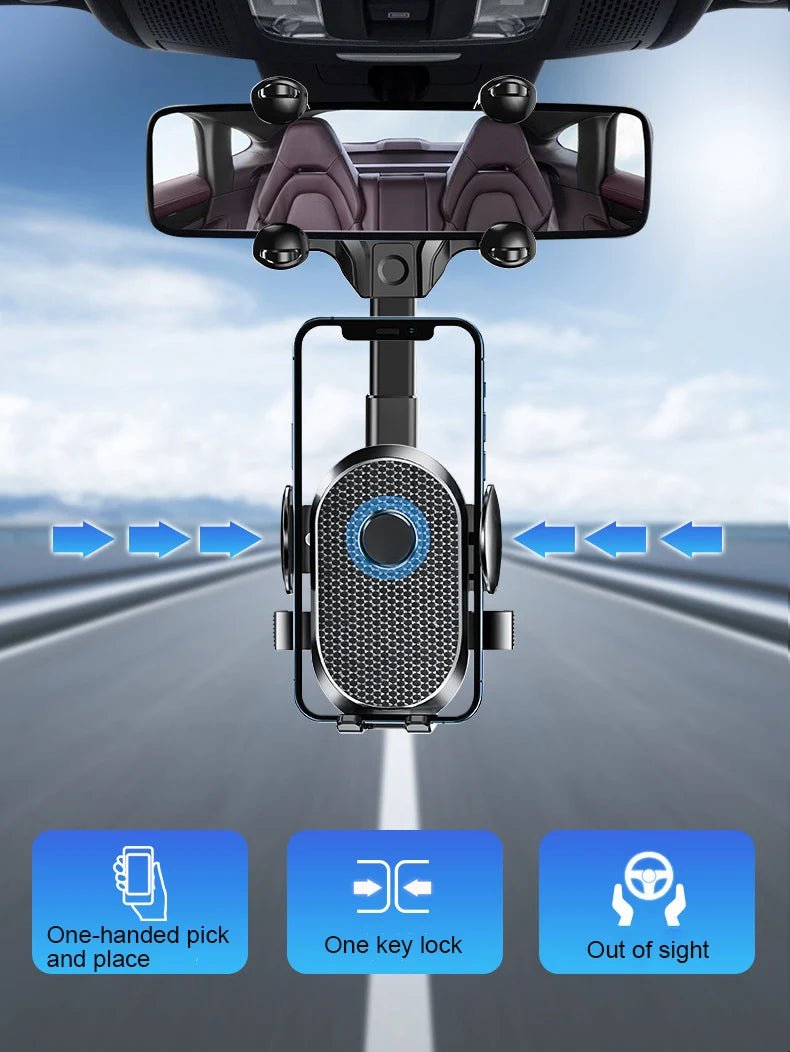 Car Phone Holder For Car Rearview Mirror Multi - function 360 Degree Rotatable and Extendable Mobile Phone Holder For iPhone Samsu - Lo Shop Desiderato - Car Phone Holder For Car Rearview Mirror Multi - function 360 Degree Rotatable and Extendable Mobile Phone Holder For iPhone Samsu - Lo Shop Desiderato - 