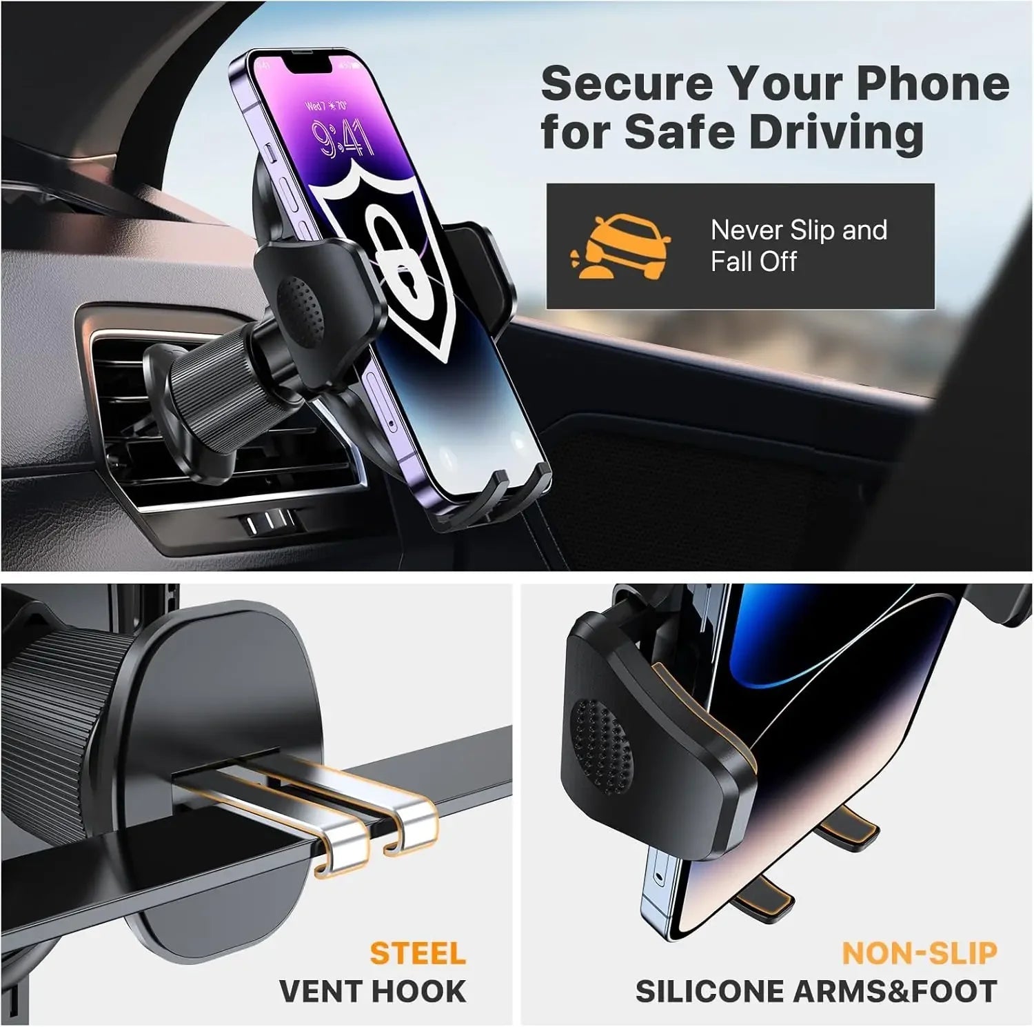 Car Phone Holder Phone Holders for Your Car with Metal Hook Clip Air Vent Cell Phone Stand Car Mount Universal - Lo Shop Desiderato - Car Phone Holder Phone Holders for Your Car with Metal Hook Clip Air Vent Cell Phone Stand Car Mount Universal - Lo Shop Desiderato - 