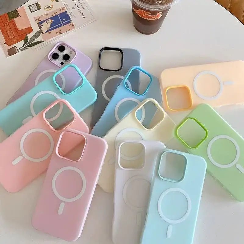 Luxury Candy Color 2 IN 1 Magnetic Case For iPhone 16 15 17 14 13 12 11 Pro Max Plus For Magsafe Wireless Charge shockproof Case - Lo Shop Desiderato - Luxury Candy Color 2 IN 1 Magnetic Case For iPhone 16 15 17 14 13 12 11 Pro Max Plus For Magsafe Wireless Charge shockproof Case - Lo Shop Desiderato - 