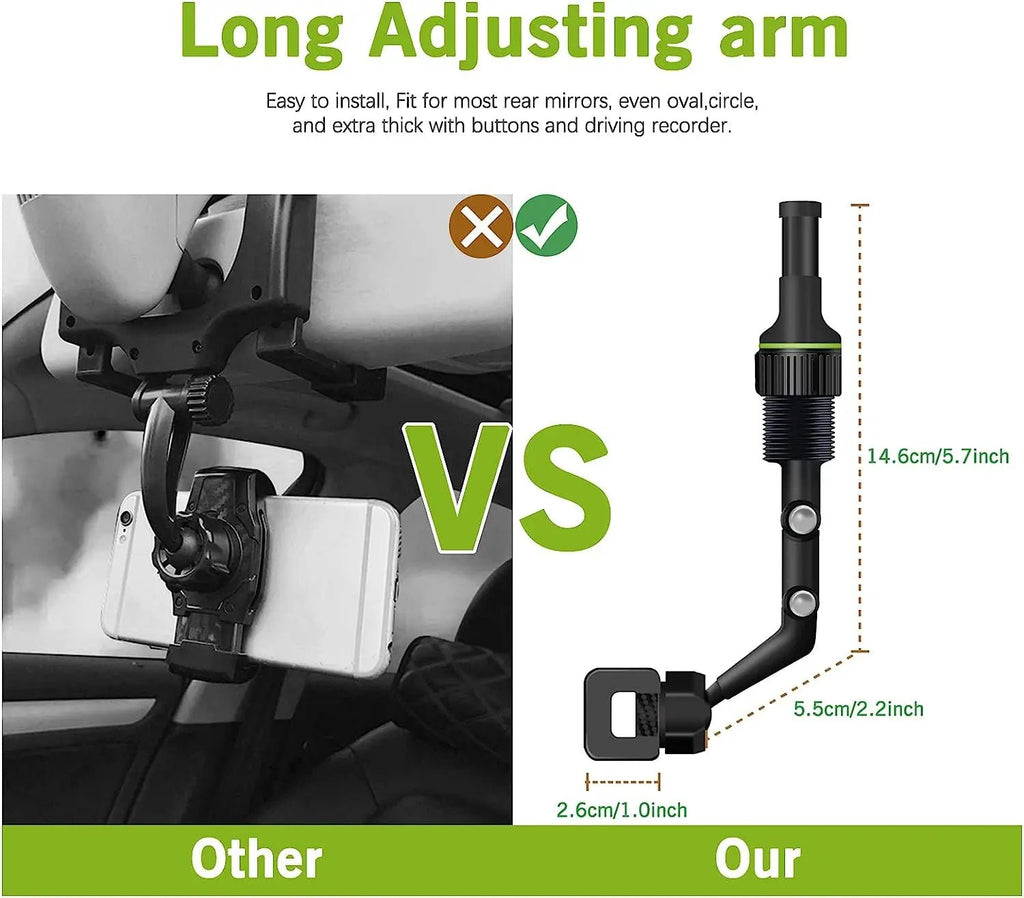 Rearview Mirror Phone Holder 360° Rotatable and Retractable Car Phone Mount Multifunctional Rear View Mirror Holder for All Car - Lo Shop Desiderato - Rearview Mirror Phone Holder 360° Rotatable and Retractable Car Phone Mount Multifunctional Rear View Mirror Holder for All Car - Lo Shop Desiderato - 
