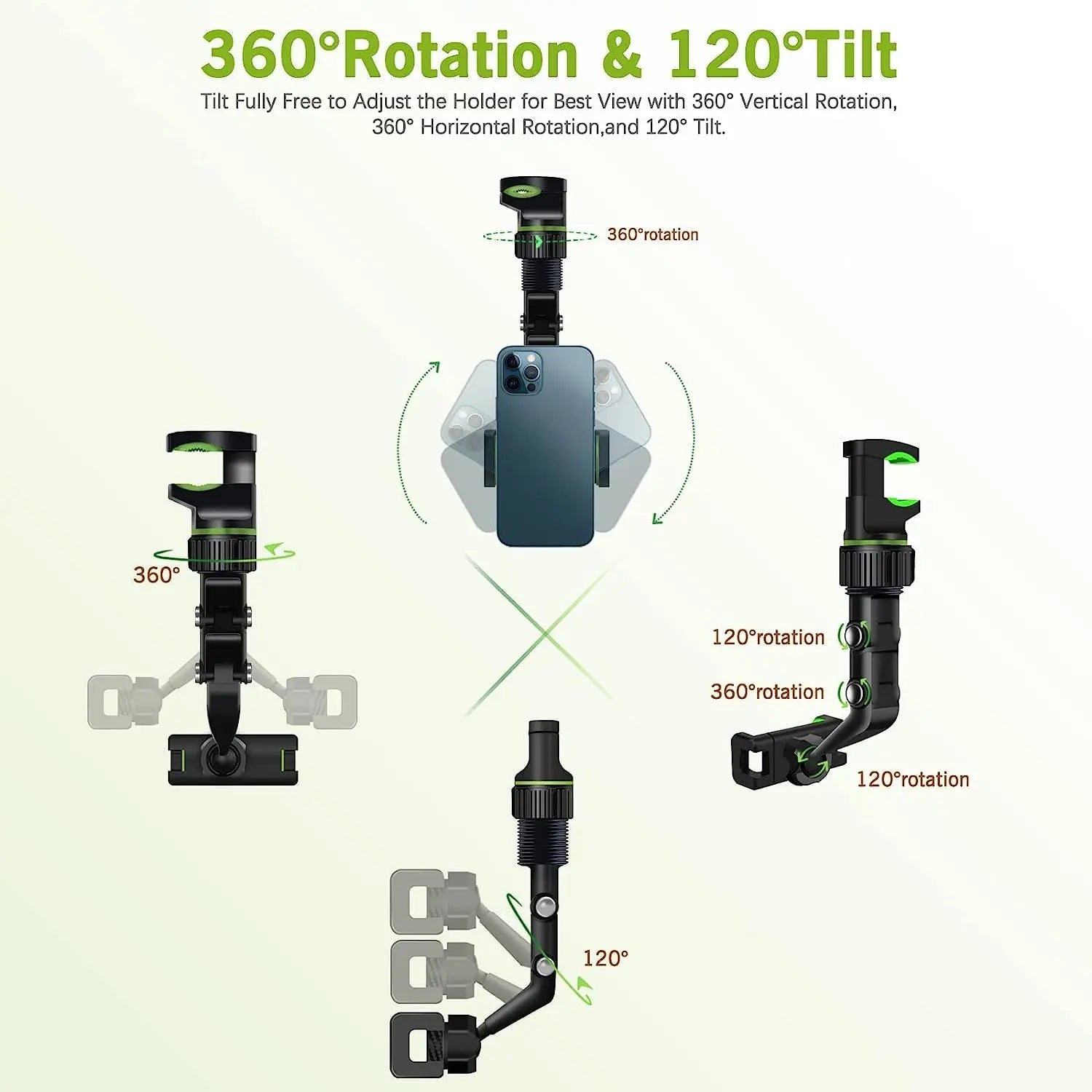 Rearview Mirror Phone Holder 360° Rotatable and Retractable Car Phone Mount Multifunctional Rear View Mirror Holder for All Car - Lo Shop Desiderato - Rearview Mirror Phone Holder 360° Rotatable and Retractable Car Phone Mount Multifunctional Rear View Mirror Holder for All Car - Lo Shop Desiderato - 
