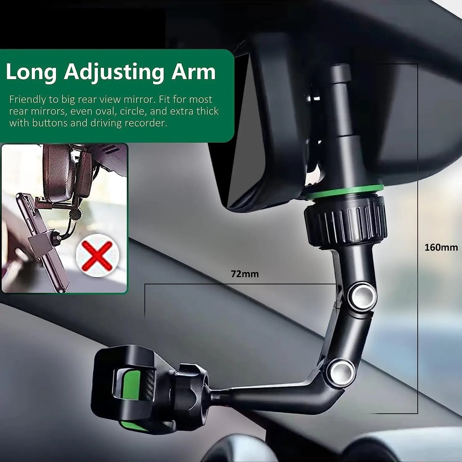 Rearview Mirror Phone Holder 360° Rotatable and Retractable Car Phone Mount Multifunctional Rear View Mirror Holder for All Car - Lo Shop Desiderato - Rearview Mirror Phone Holder 360° Rotatable and Retractable Car Phone Mount Multifunctional Rear View Mirror Holder for All Car - Lo Shop Desiderato - 