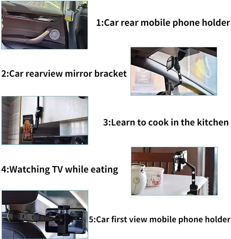 Rearview Mirror Phone Holder 360° Rotatable and Retractable Car Phone Mount Multifunctional Rear View Mirror Holder for All Car - Lo Shop Desiderato - Rearview Mirror Phone Holder 360° Rotatable and Retractable Car Phone Mount Multifunctional Rear View Mirror Holder for All Car - Lo Shop Desiderato - 