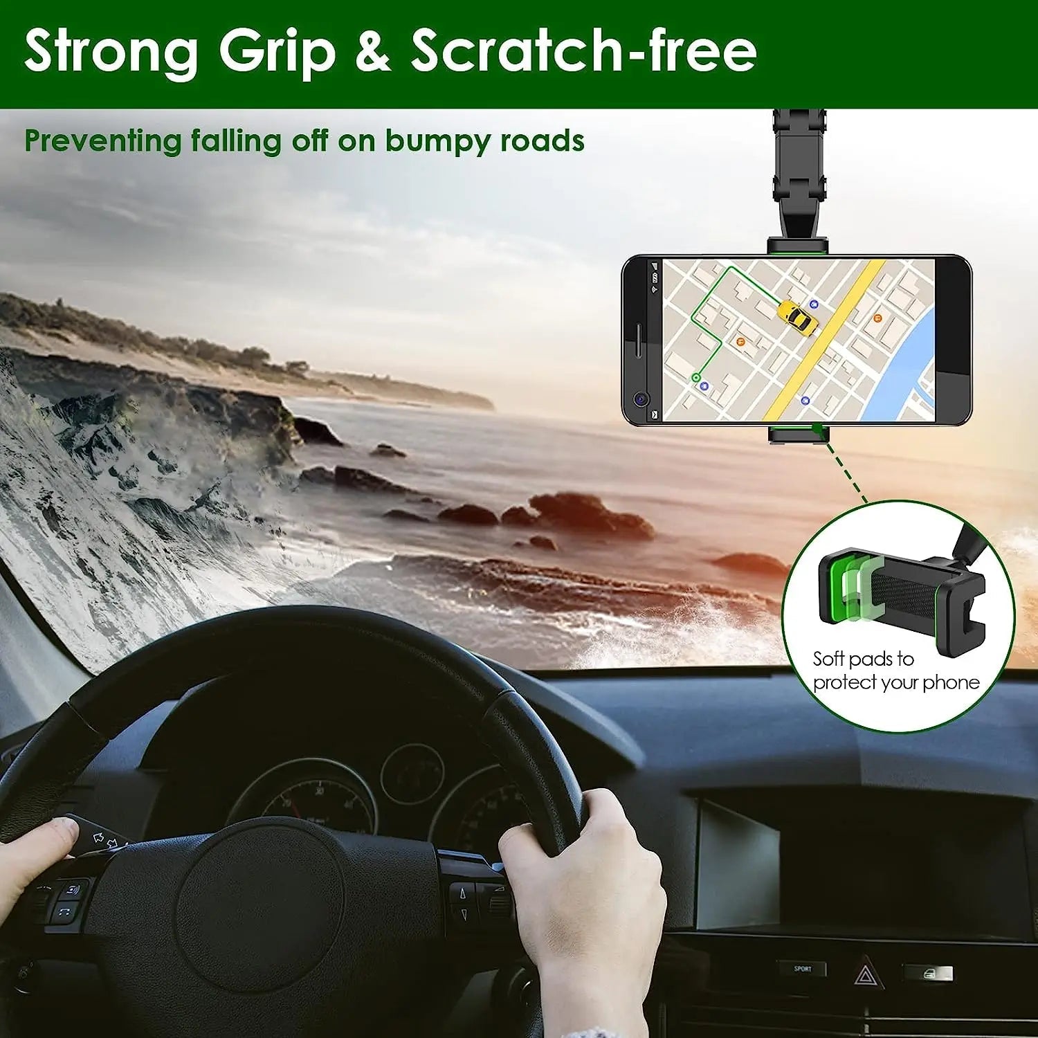 Rearview Mirror Phone Holder 360° Rotatable and Retractable Car Phone Mount Multifunctional Rear View Mirror Holder for All Car - Lo Shop Desiderato - Rearview Mirror Phone Holder 360° Rotatable and Retractable Car Phone Mount Multifunctional Rear View Mirror Holder for All Car - Lo Shop Desiderato - 