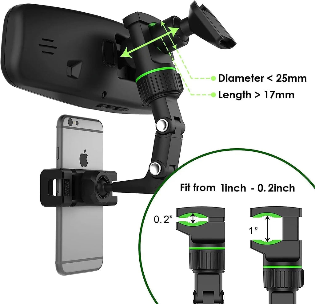 Rearview Mirror Phone Holder 360° Rotatable and Retractable Car Phone Mount Multifunctional Rear View Mirror Holder for All Car - Lo Shop Desiderato - Rearview Mirror Phone Holder 360° Rotatable and Retractable Car Phone Mount Multifunctional Rear View Mirror Holder for All Car - Lo Shop Desiderato - 