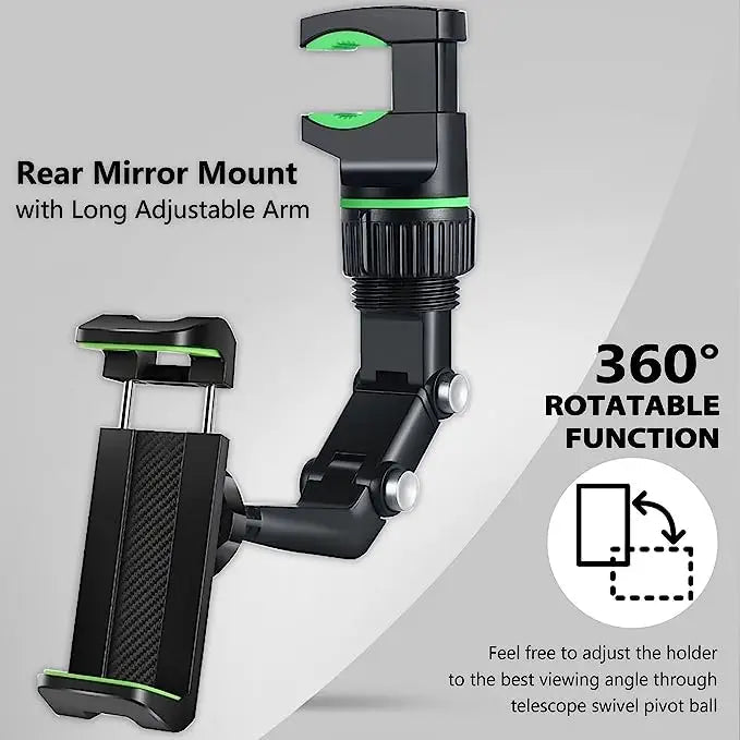 Rearview Mirror Phone Holder 360° Rotatable and Retractable Car Phone Mount Multifunctional Rear View Mirror Holder for All Car - Lo Shop Desiderato - Rearview Mirror Phone Holder 360° Rotatable and Retractable Car Phone Mount Multifunctional Rear View Mirror Holder for All Car - Lo Shop Desiderato - 