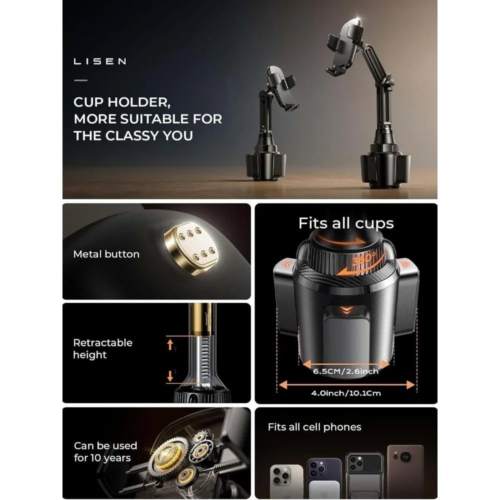 Upgraded Cup Phone Holder – 360° Adjustable Fits all 4 - 7" Phones in Cars golf Carts & Cradles Universal Car Mount.Car Holder - Lo Shop Desiderato - Upgraded Cup Phone Holder – 360° Adjustable Fits all 4 - 7" Phones in Cars golf Carts & Cradles Universal Car Mount.Car Holder - Lo Shop Desiderato - 