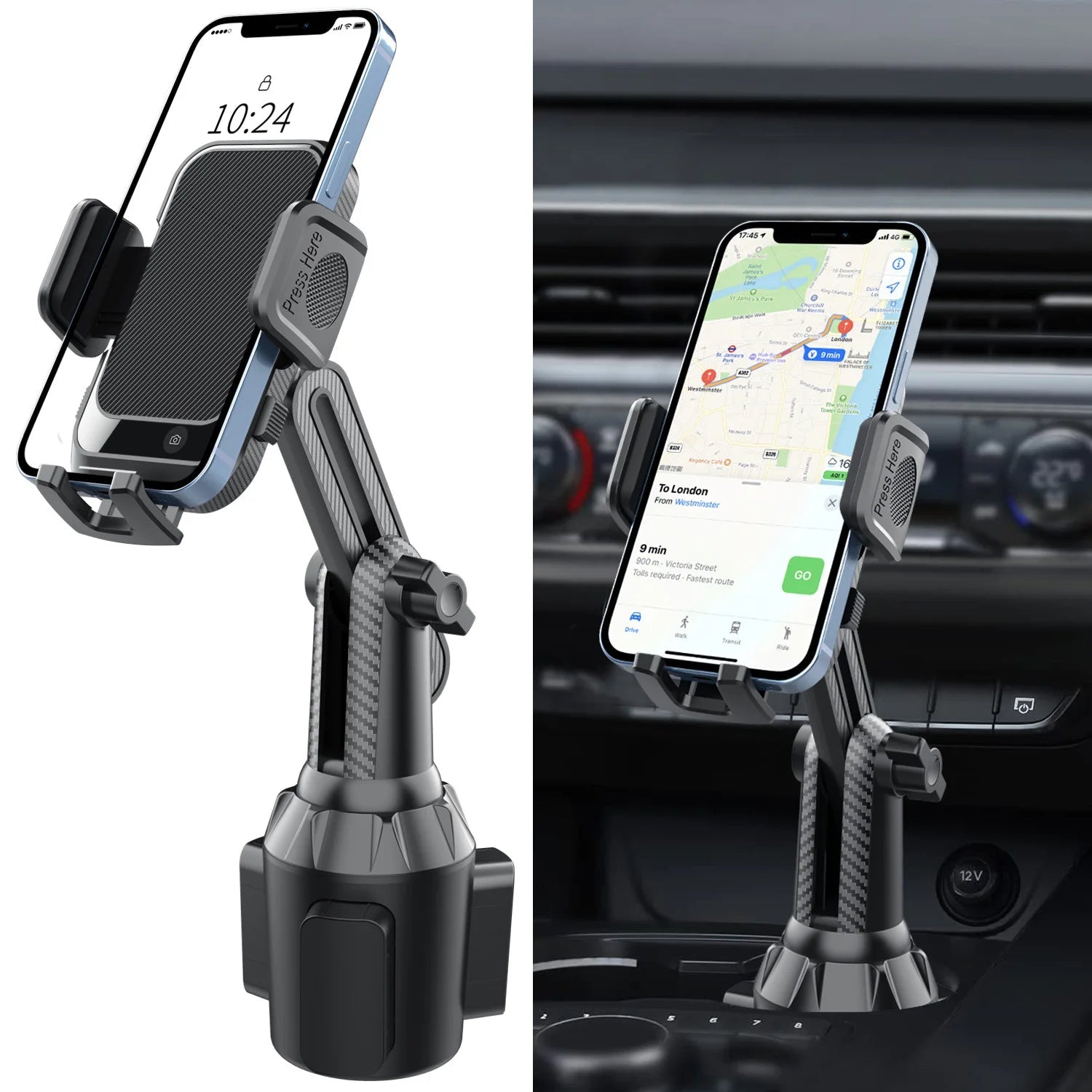 Upgraded Cup Phone Holder – 360° Adjustable Fits all 4 - 7" Phones in Cars golf Carts & Cradles Universal Car Mount.Car Holder - Lo Shop Desiderato - Upgraded Cup Phone Holder – 360° Adjustable Fits all 4 - 7" Phones in Cars golf Carts & Cradles Universal Car Mount.Car Holder - Lo Shop Desiderato - 