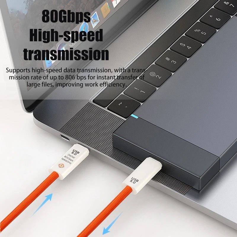 USB 5.0 Nylon Braided Cable with Dual Type - C Ports 240W PD Fast Charging Multifunction Data Cable for Screen Casting - Lo Shop Desiderato - USB 5.0 Nylon Braided Cable with Dual Type - C Ports 240W PD Fast Charging Multifunction Data Cable for Screen Casting - Lo Shop Desiderato - 