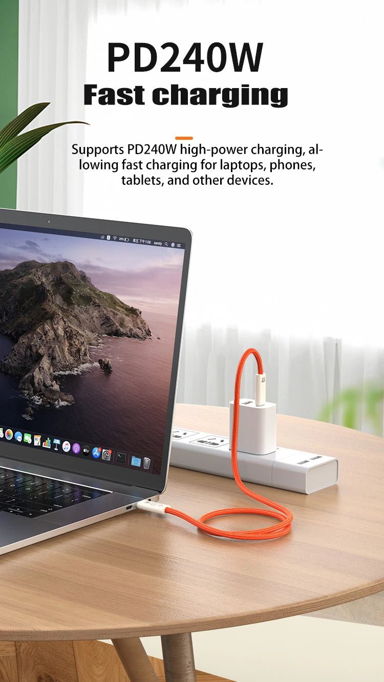 USB 5.0 Nylon Braided Cable with Dual Type - C Ports 240W PD Fast Charging Multifunction Data Cable for Screen Casting - Lo Shop Desiderato - USB 5.0 Nylon Braided Cable with Dual Type - C Ports 240W PD Fast Charging Multifunction Data Cable for Screen Casting - Lo Shop Desiderato - 