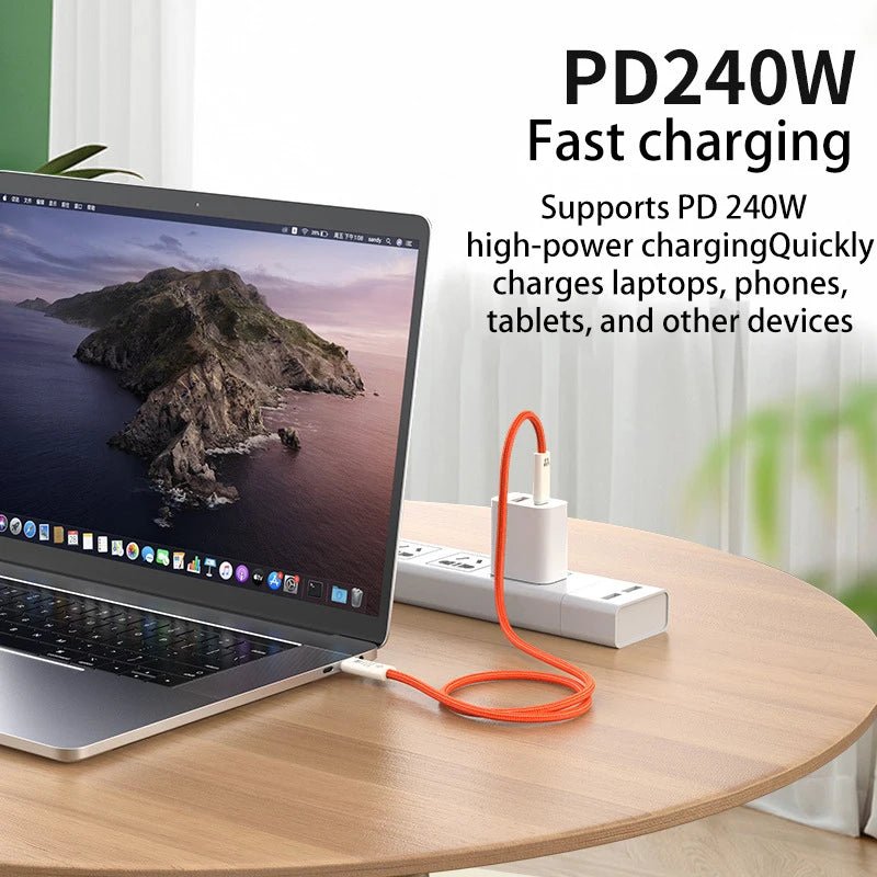 USB 5.0 Nylon Braided Cable with Dual Type - C Ports 240W PD Fast Charging Multifunction Data Cable for Screen Casting - Lo Shop Desiderato - USB 5.0 Nylon Braided Cable with Dual Type - C Ports 240W PD Fast Charging Multifunction Data Cable for Screen Casting - Lo Shop Desiderato - 