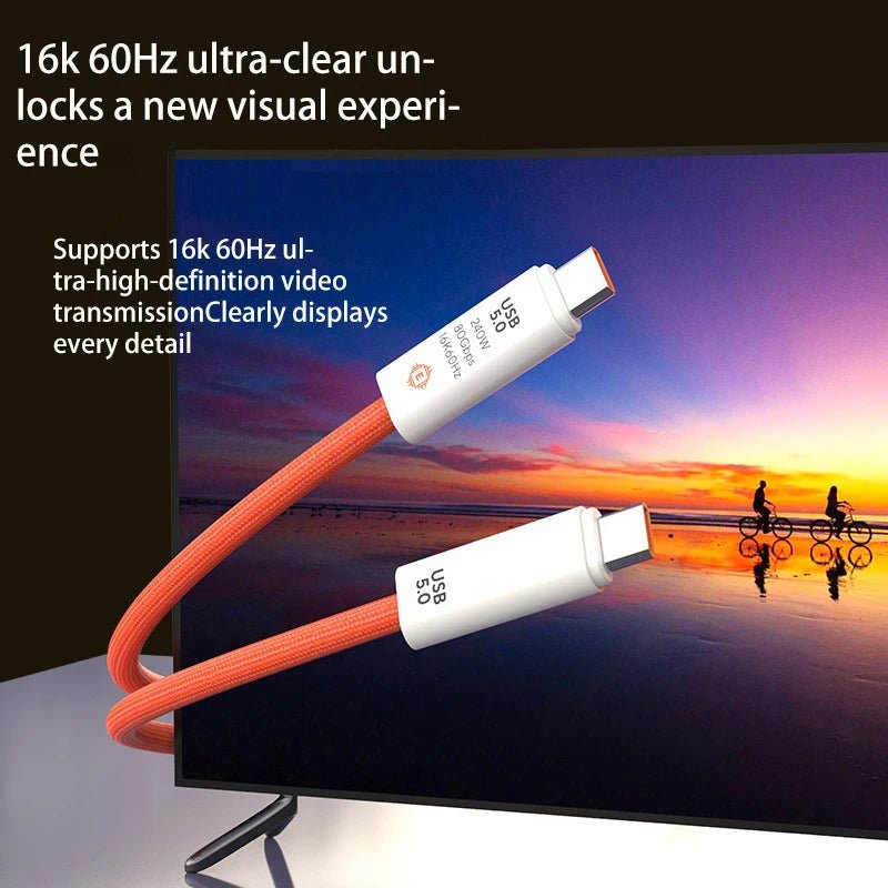 USB 5.0 Nylon Braided Cable with Dual Type - C Ports 240W PD Fast Charging Multifunction Data Cable for Screen Casting - Lo Shop Desiderato - USB 5.0 Nylon Braided Cable with Dual Type - C Ports 240W PD Fast Charging Multifunction Data Cable for Screen Casting - Lo Shop Desiderato - 