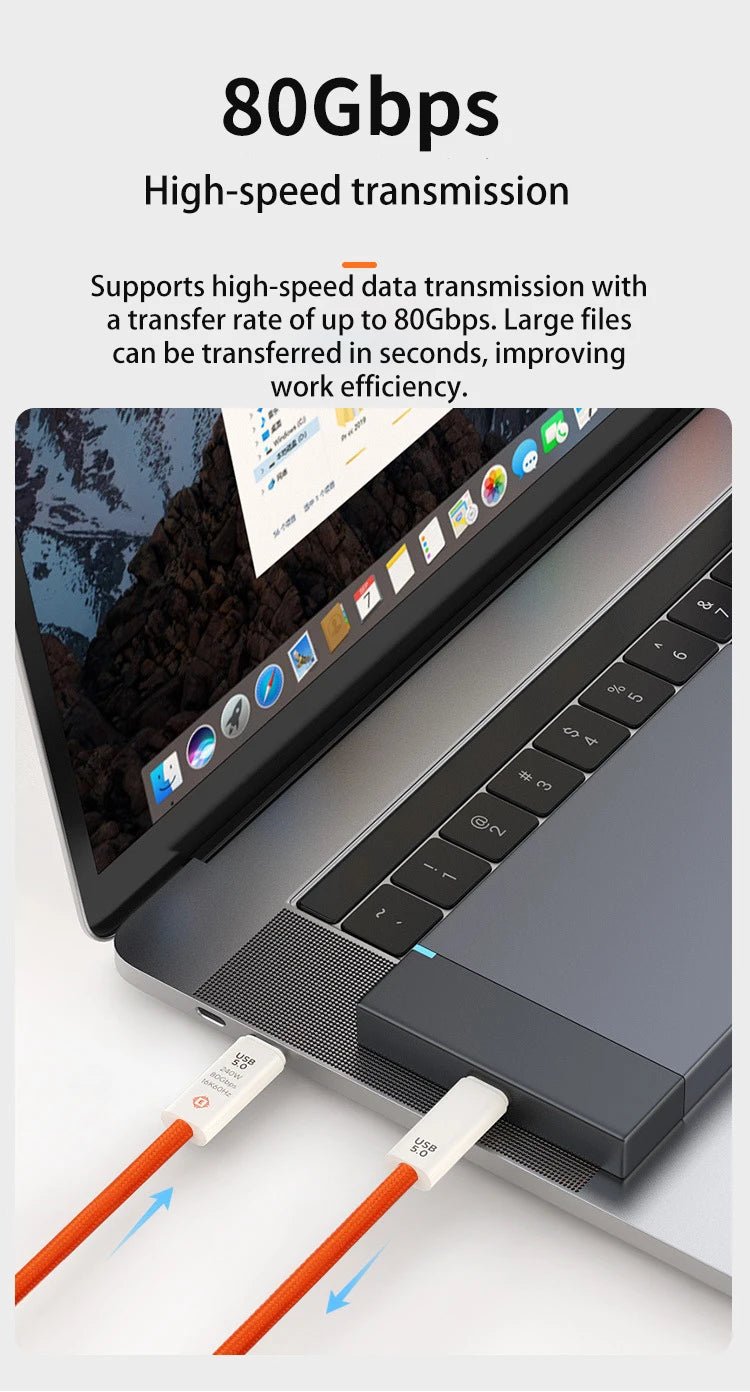 USB 5.0 Nylon Braided Cable with Dual Type - C Ports 240W PD Fast Charging Multifunction Data Cable for Screen Casting - Lo Shop Desiderato - USB 5.0 Nylon Braided Cable with Dual Type - C Ports 240W PD Fast Charging Multifunction Data Cable for Screen Casting - Lo Shop Desiderato - 