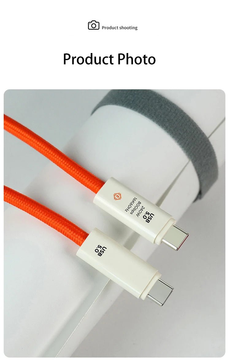 USB 5.0 Nylon Braided Cable with Dual Type - C Ports 240W PD Fast Charging Multifunction Data Cable for Screen Casting - Lo Shop Desiderato - USB 5.0 Nylon Braided Cable with Dual Type - C Ports 240W PD Fast Charging Multifunction Data Cable for Screen Casting - Lo Shop Desiderato - 