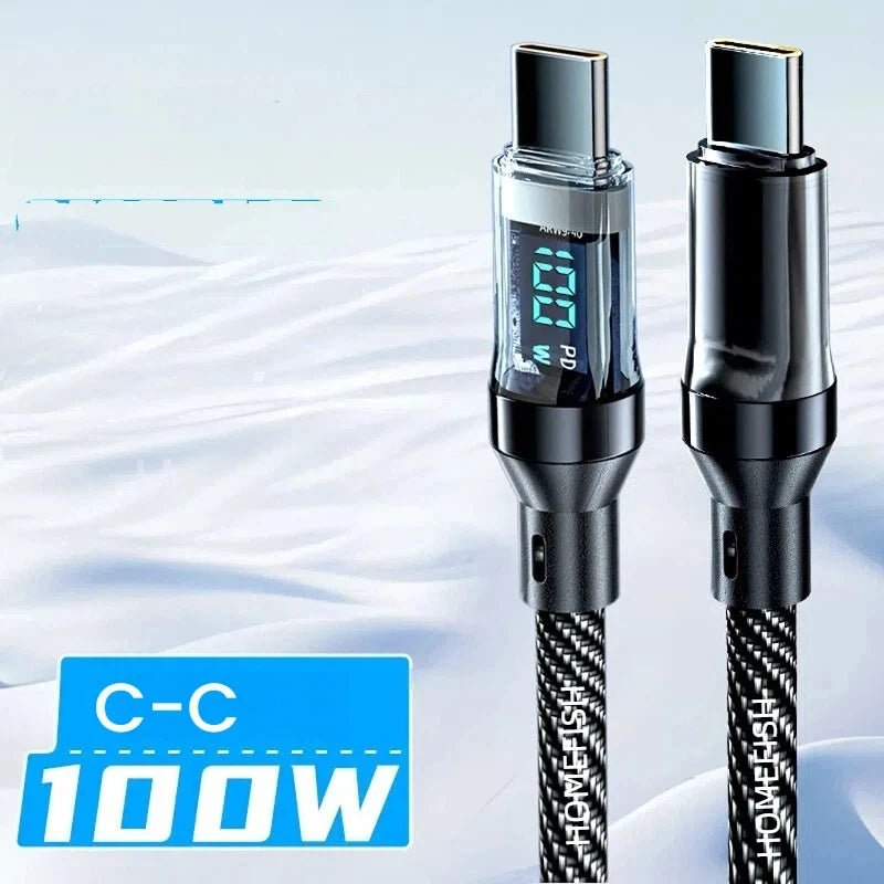 USB - C Super Fast Charging Cable with Digital Display, Braided Anti - Fracture Wire, Compatible with Type - C Devices - Lo Shop Desiderato - USB - C Super Fast Charging Cable with Digital Display, Braided Anti - Fracture Wire, Compatible with Type - C Devices - Lo Shop Desiderato - Cavi e adattatori