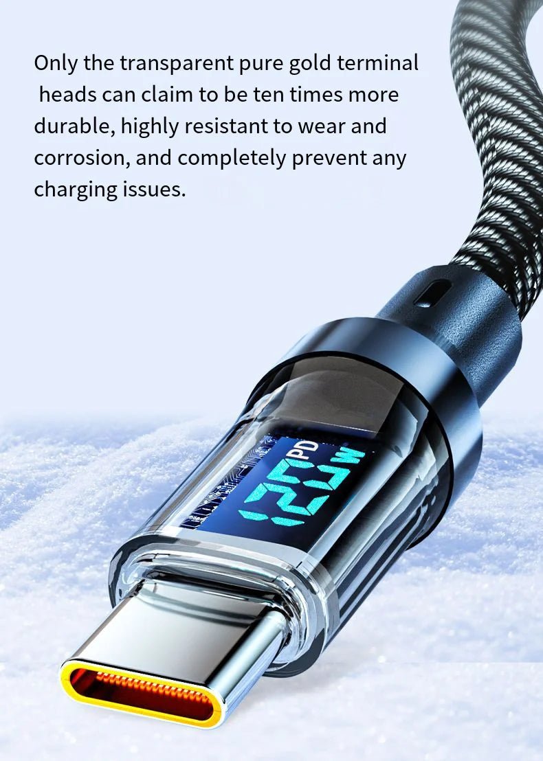 USB - C Super Fast Charging Cable with Digital Display, Braided Anti - Fracture Wire, Compatible with Type - C Devices - Lo Shop Desiderato - USB - C Super Fast Charging Cable with Digital Display, Braided Anti - Fracture Wire, Compatible with Type - C Devices - Lo Shop Desiderato - Cavi e adattatori