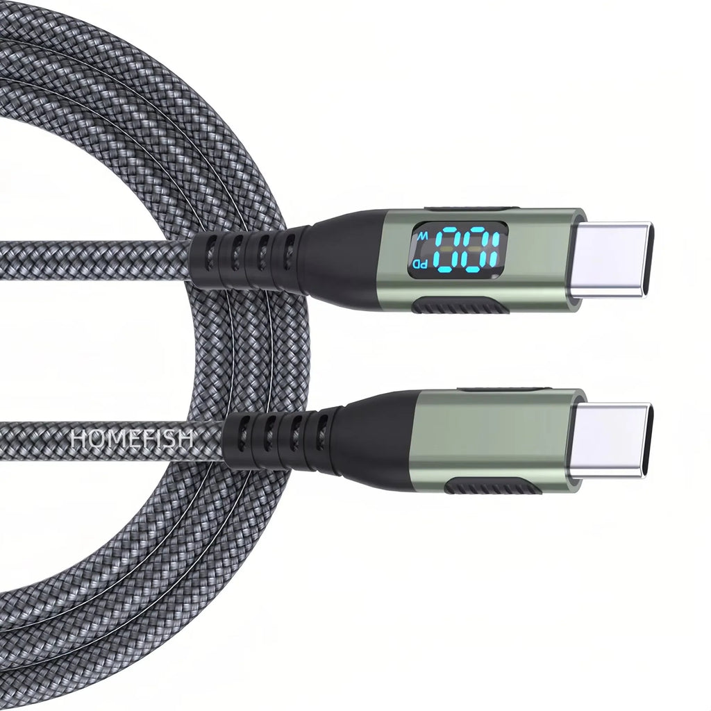 USB - C Super Fast Charging Cable with Digital Display, Braided Anti - Fracture Wire, Compatible with Type - C Devices - Lo Shop Desiderato - USB - C Super Fast Charging Cable with Digital Display, Braided Anti - Fracture Wire, Compatible with Type - C Devices - Lo Shop Desiderato - Cavi e adattatori