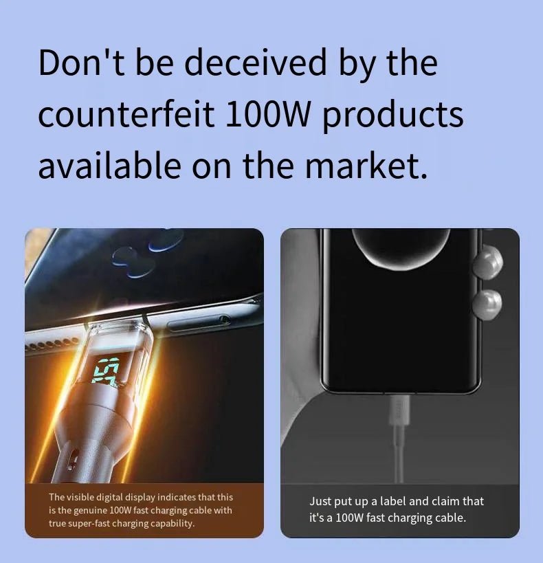 USB - C Super Fast Charging Cable with Digital Display, Braided Anti - Fracture Wire, Compatible with Type - C Devices - Lo Shop Desiderato - USB - C Super Fast Charging Cable with Digital Display, Braided Anti - Fracture Wire, Compatible with Type - C Devices - Lo Shop Desiderato - Cavi e adattatori