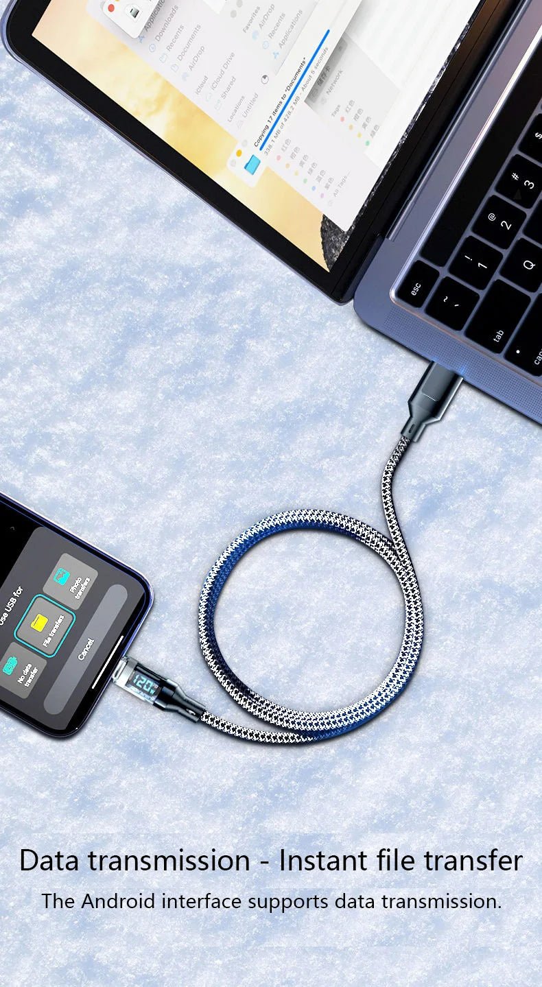 USB - C Super Fast Charging Cable with Digital Display, Braided Anti - Fracture Wire, Compatible with Type - C Devices - Lo Shop Desiderato - USB - C Super Fast Charging Cable with Digital Display, Braided Anti - Fracture Wire, Compatible with Type - C Devices - Lo Shop Desiderato - Cavi e adattatori