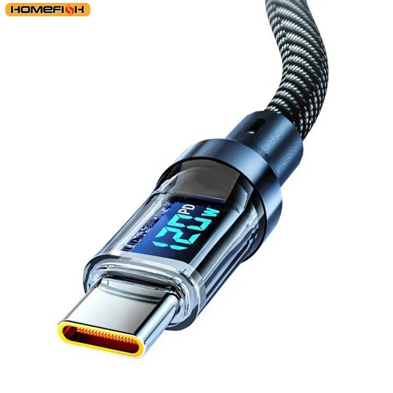 USB - C Super Fast Charging Cable with Digital Display, Braided Anti - Fracture Wire, Compatible with Type - C Devices - Lo Shop Desiderato - USB - C Super Fast Charging Cable with Digital Display, Braided Anti - Fracture Wire, Compatible with Type - C Devices - Lo Shop Desiderato - Cavi e adattatori