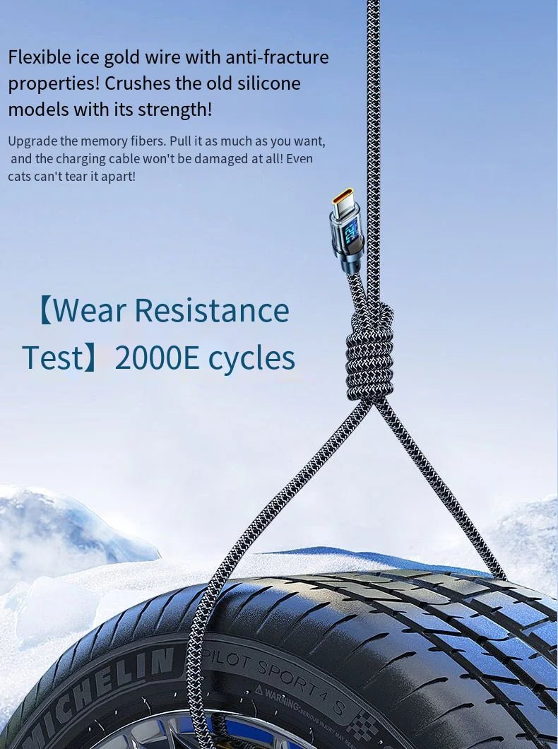 USB - C Super Fast Charging Cable with Digital Display, Braided Anti - Fracture Wire, Compatible with Type - C Devices - Lo Shop Desiderato - USB - C Super Fast Charging Cable with Digital Display, Braided Anti - Fracture Wire, Compatible with Type - C Devices - Lo Shop Desiderato - Cavi e adattatori