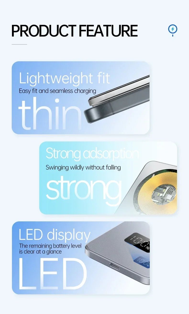 VIVO 500000mAh 3C Certification Thin Power Bank Ultra For MagSafe 22.5W Magnetic Wireless Fast Charging Portable Battery Display - Lo Shop Desiderato - VIVO 500000mAh 3C Certification Thin Power Bank Ultra For MagSafe 22.5W Magnetic Wireless Fast Charging Portable Battery Display - Lo Shop Desiderato - 