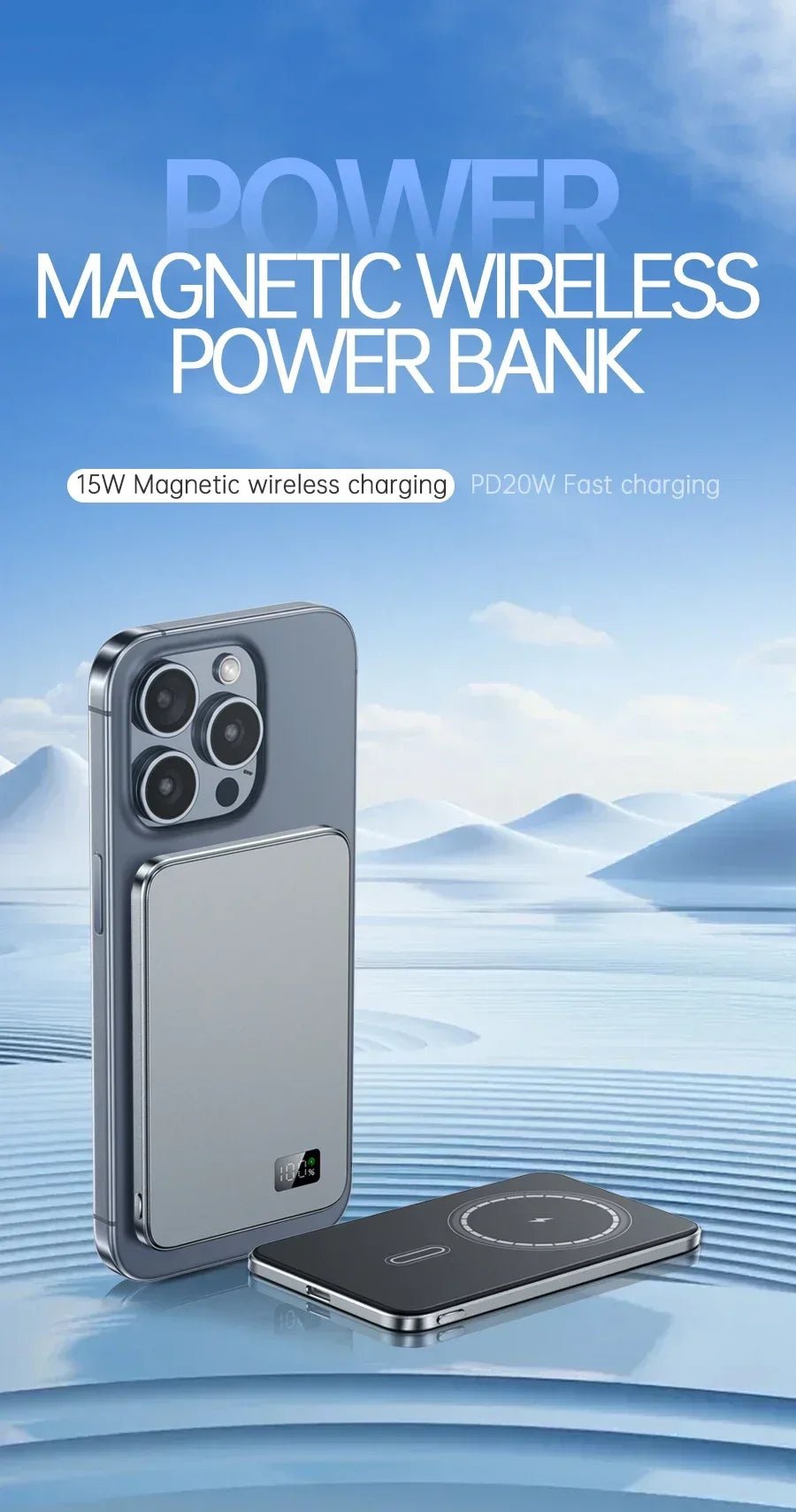 VIVO 500000mAh 3C Certification Thin Power Bank Ultra For MagSafe 22.5W Magnetic Wireless Fast Charging Portable Battery Display - Lo Shop Desiderato - VIVO 500000mAh 3C Certification Thin Power Bank Ultra For MagSafe 22.5W Magnetic Wireless Fast Charging Portable Battery Display - Lo Shop Desiderato - 
