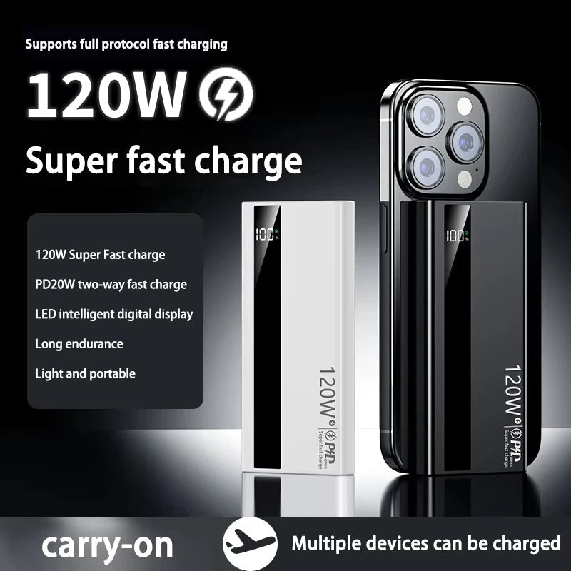 VIVO 500000mAh Large Capacity Power Bank 120W Super Fast Charging Power Bank Portable Battery Charger Digital Display Power Bank - Lo Shop Desiderato - VIVO 500000mAh Large Capacity Power Bank 120W Super Fast Charging Power Bank Portable Battery Charger Digital Display Power Bank - Lo Shop Desiderato - 