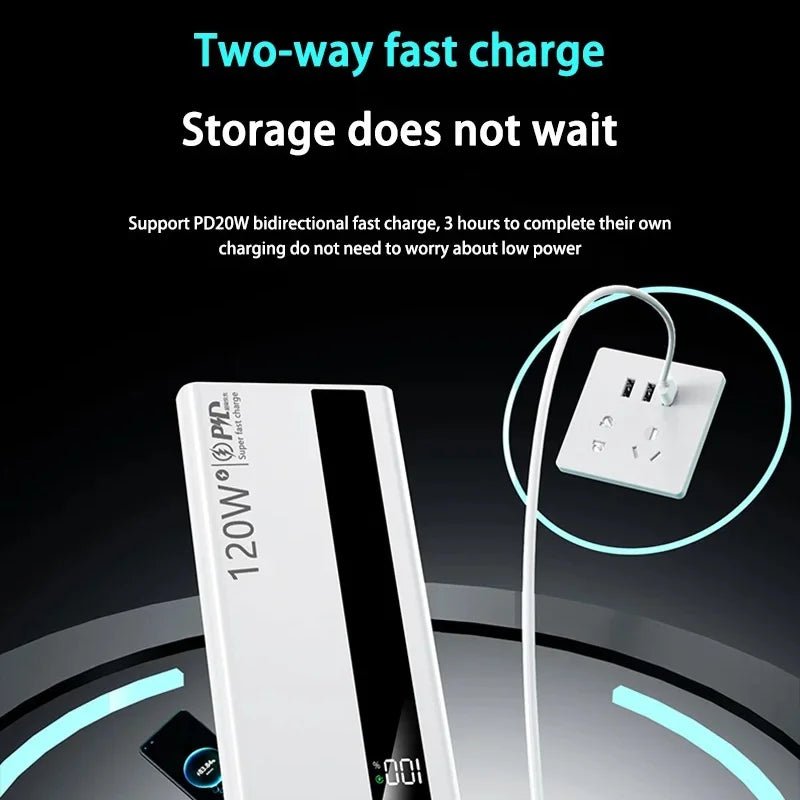 VIVO 500000mAh Large Capacity Power Bank 120W Super Fast Charging Power Bank Portable Battery Charger Digital Display Power Bank - Lo Shop Desiderato - VIVO 500000mAh Large Capacity Power Bank 120W Super Fast Charging Power Bank Portable Battery Charger Digital Display Power Bank - Lo Shop Desiderato - 
