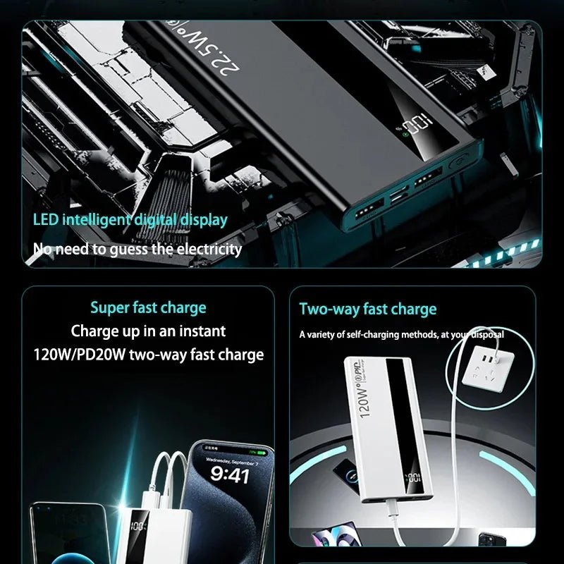 VIVO 500000mAh Large Capacity Power Bank 120W Super Fast Charging Power Bank Portable Battery Charger Digital Display Power Bank - Lo Shop Desiderato - VIVO 500000mAh Large Capacity Power Bank 120W Super Fast Charging Power Bank Portable Battery Charger Digital Display Power Bank - Lo Shop Desiderato - 