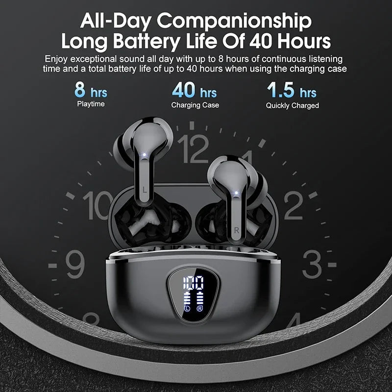 Wireless Earbuds BT5.3 Headphones HiFi Stereo EarBuds with ENC Noise Cancelling Mic 48H LED Display IP7 Waterproof Earphones - Lo Shop Desiderato - Wireless Earbuds BT5.3 Headphones HiFi Stereo EarBuds with ENC Noise Cancelling Mic 48H LED Display IP7 Waterproof Earphones - Lo Shop Desiderato - 