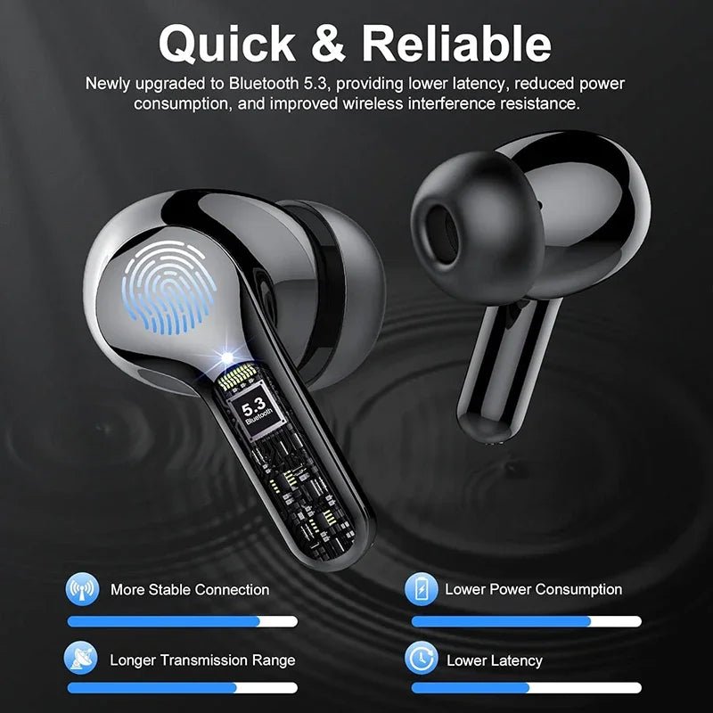 Wireless Earbuds BT5.3 Headphones HiFi Stereo EarBuds with ENC Noise Cancelling Mic 48H LED Display IP7 Waterproof Earphones - Lo Shop Desiderato - Wireless Earbuds BT5.3 Headphones HiFi Stereo EarBuds with ENC Noise Cancelling Mic 48H LED Display IP7 Waterproof Earphones - Lo Shop Desiderato - 