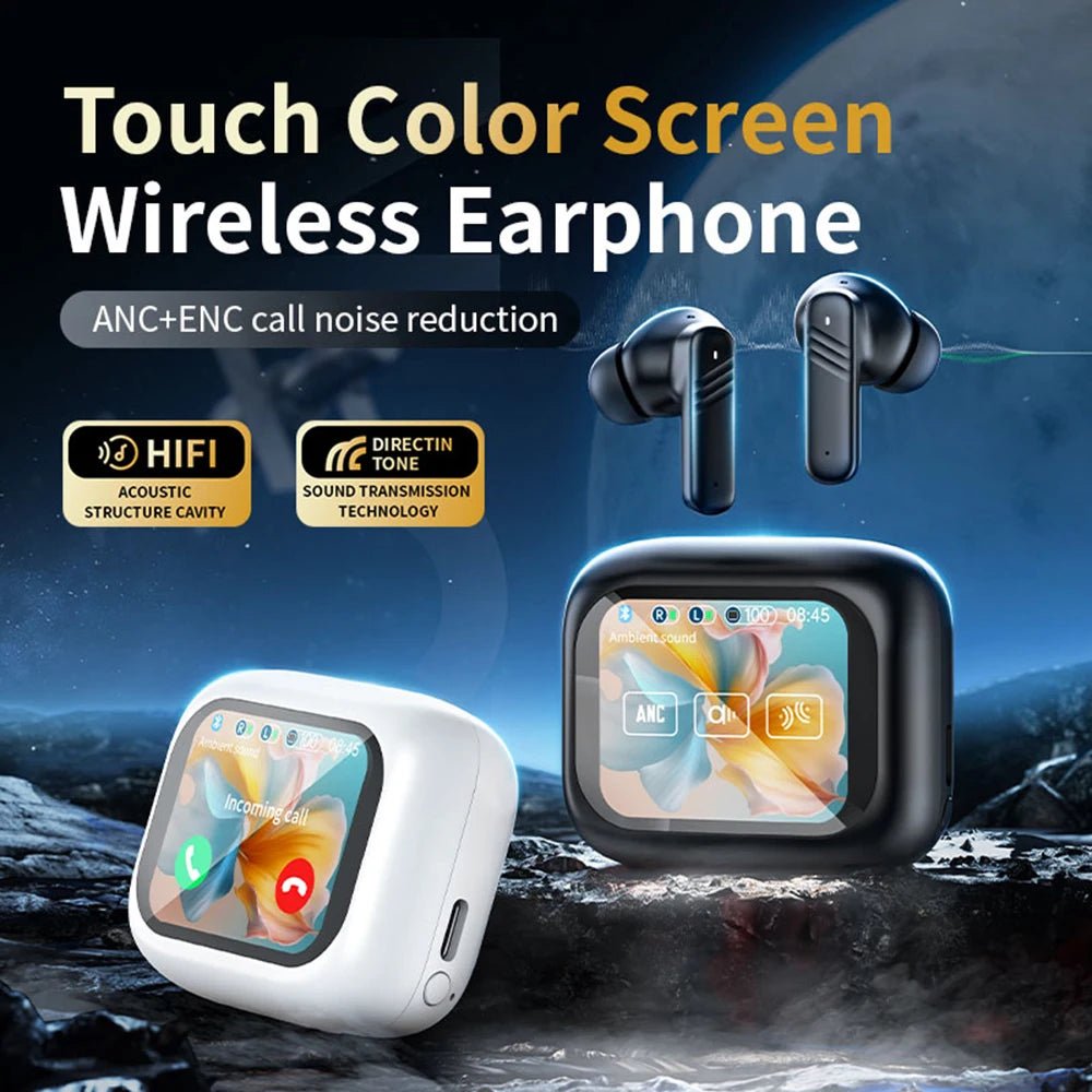 Wireless Earbuds With Touch Screen In - Ear Earphone ANC Noise Cancellation Long Battery ENC Mic Compatible For IOS Android - Lo Shop Desiderato - Wireless Earbuds With Touch Screen In - Ear Earphone ANC Noise Cancellation Long Battery ENC Mic Compatible For IOS Android - Lo Shop Desiderato - 