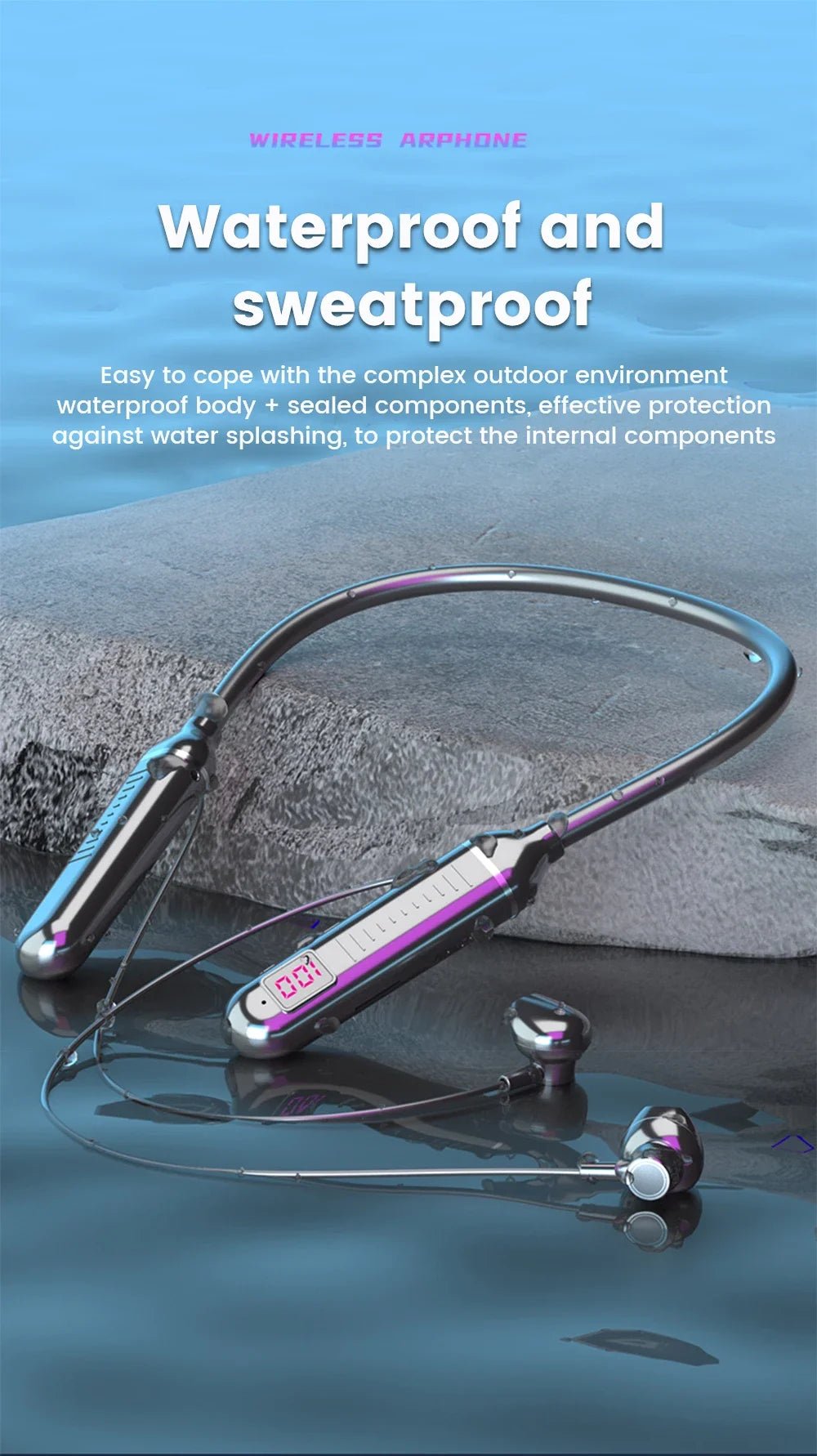 Wireless Earphones 5.3 Neckband Headphones Gaming LED Display Stereo Sports Headset Halter Waterproof Magnetic Earbuds - Lo Shop Desiderato - Wireless Earphones 5.3 Neckband Headphones Gaming LED Display Stereo Sports Headset Halter Waterproof Magnetic Earbuds - Lo Shop Desiderato - 