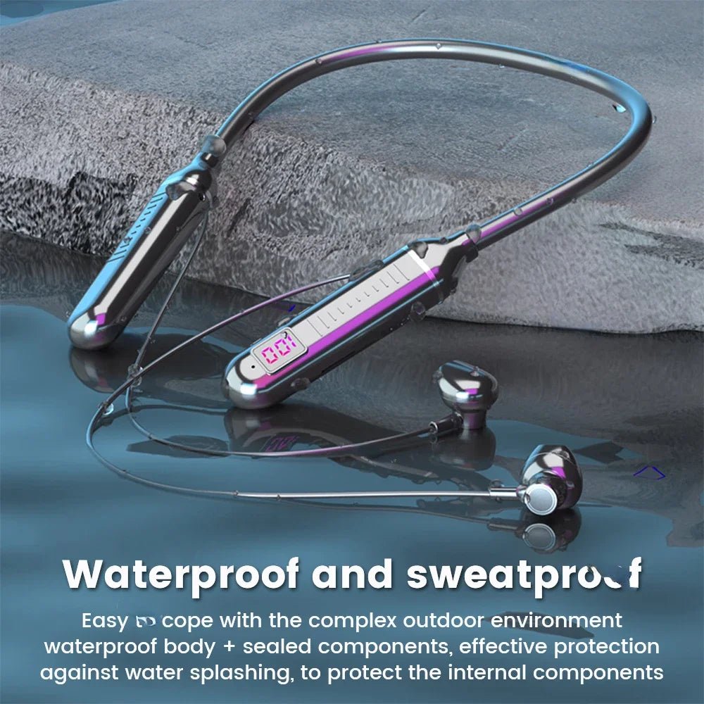 Wireless Earphones 5.3 Neckband Headphones Gaming LED Display Stereo Sports Headset Halter Waterproof Magnetic Earbuds - Lo Shop Desiderato - Wireless Earphones 5.3 Neckband Headphones Gaming LED Display Stereo Sports Headset Halter Waterproof Magnetic Earbuds - Lo Shop Desiderato - 